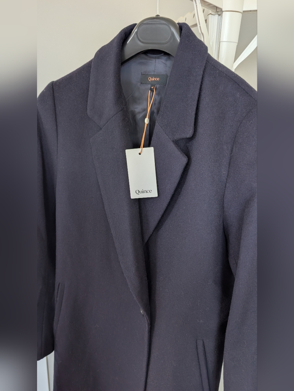 Quince Italian Wool Navy Single-Button Long Coat - Picture 3 of 11